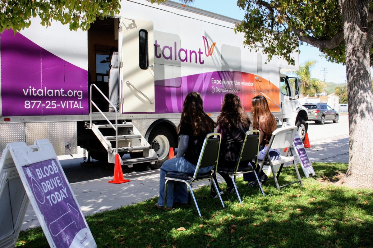 On March 18, 2025, students at Foothill Technology High School (Foothill Tech) gathers outside a mobile donation trailer, waiting for their turn to donate blood during the annual event. This gives students the opportunity to support their local community by giving blood to those in need.