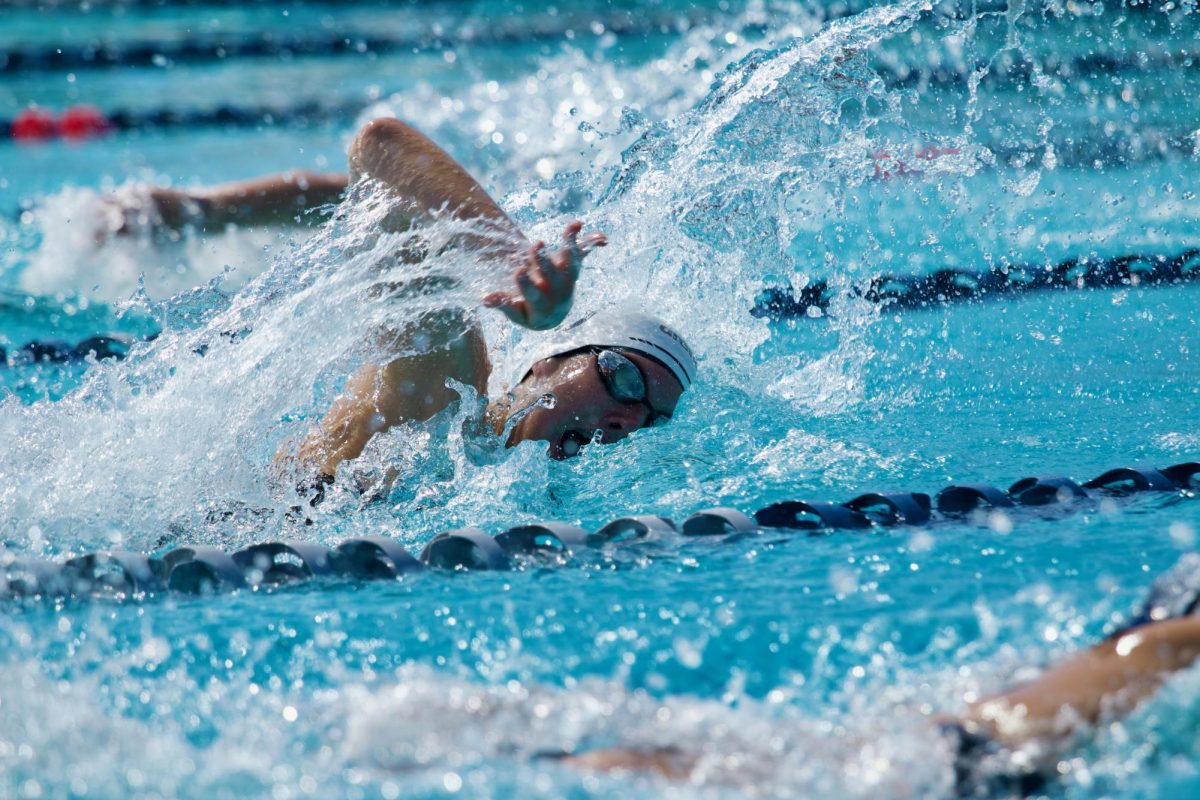 After a strong performance in the preliminary meet, the Foothill Technology High School (Foothill Tech) swim team arrived at the Ventura Aquatic Center on May 2, 2025 determined to succeed. Pictured, Larissa Myers ‘26 races the 50 yard freestyle event finishing with a time of 27.04, which ultimately placed her fourth in the championship heat. Myers would go onto race in the 200 yard freestyle relay along with the 400 yard freestyle relay where she and her teammates placed second for both events and potentially qualified for California Interscholastic Federation (CIF) Southern Section Prelims.