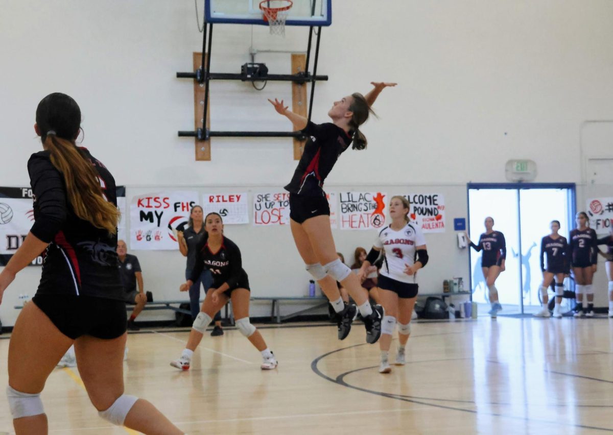 Jumping tremendously high in the air to quickly spike the ball over the net and pass the other teams heads, is number one, Samantha Jacobson ‘26. Jacobson was an essential player for this game, reaching, diving, jumping and pushing herself to her pull potential to leave out on the court. The team's next game is on Sept. 2, 2025 against Nordhoff Junior High & High School (Nordhoff) where the team will again give their maximum effort.