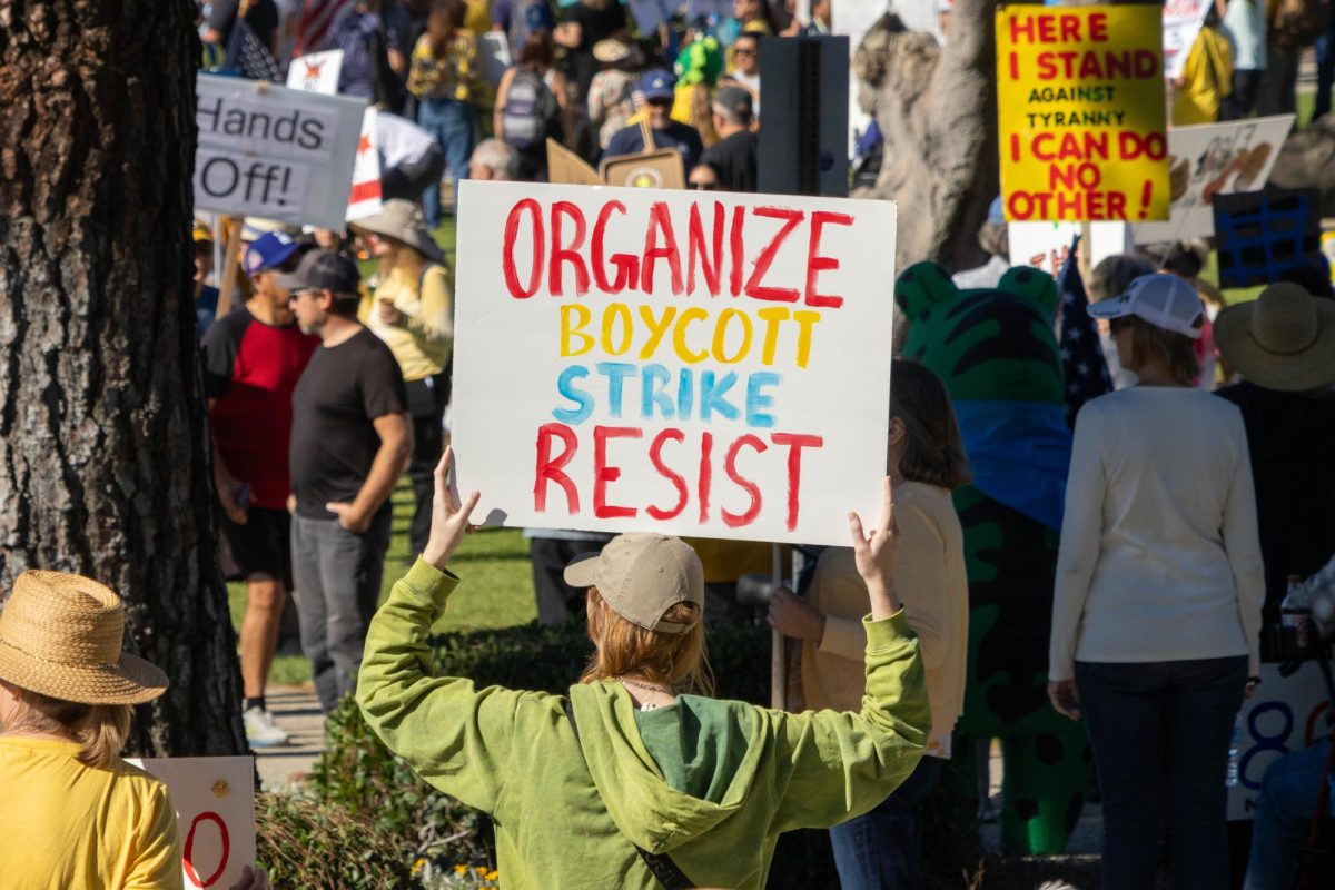 On the sunny afternoon of Saturday, Oct. 18, 2025, around 2,500 "No Kings" protests took place across the nation. Locally, over a thousand demonstrators gathered around the government center located in Ventura, Calif. The atmosphere was energetic, with loud music blaring over speakers and car horns sounding in support. The protests were organized in response to recent policies from the Trump administration, which organizers described as government overreach.