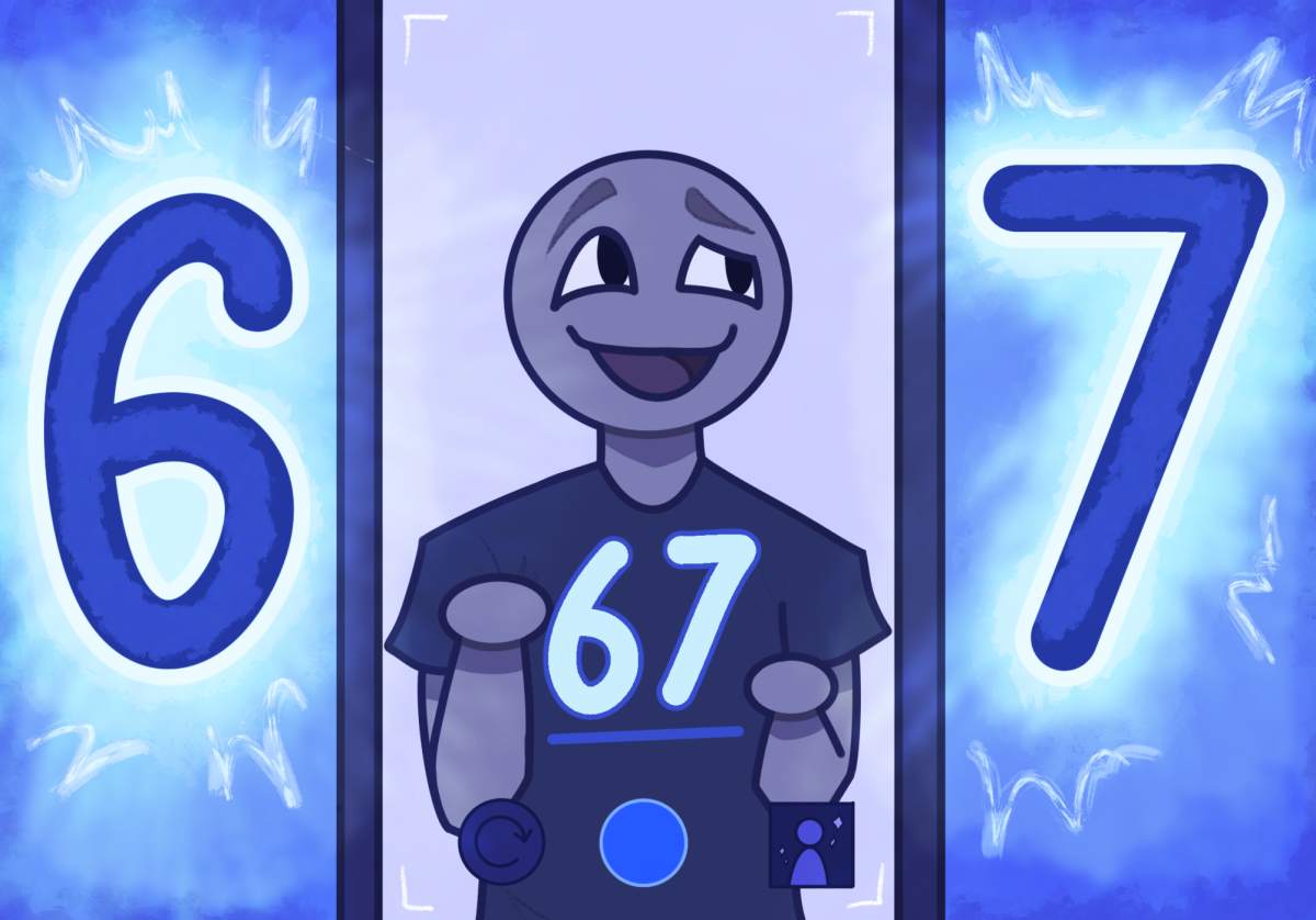  recent internet trend known as six-seven went viral in March 2025, sparked by the combination of a song lyric from artist Skrilla and a basketball clip featuring a young fan yelling the words “six-seven” while making a hand gesture resembling juggling. This clip, paired with the popular audio, launched the meme to national popularity, making it a common nonsensical joke among students. It has also been remixed into edits of various styles, with the most common featuring distorted faces and added special effects to amplify the meme's humor and further its reach across social media.