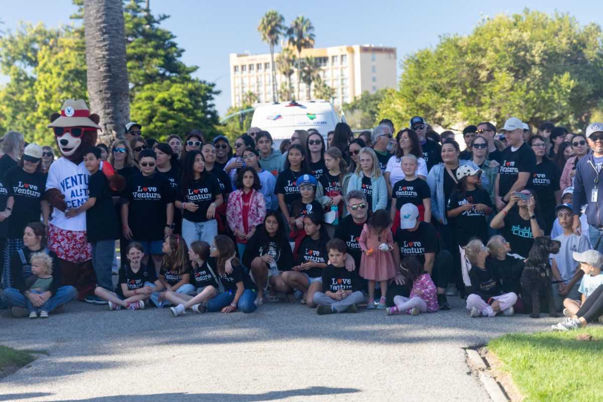 Community members of all ages meet at Plaza Park in Ventura, Calif., for the Love Ventura event held on Oct. 4, 2025. The event brought together dozens of volunteers wearing matching "Love Ventura" shirts to serve on city-wide service projects as an expression of unity and civic pride. Ventura's mascot joined the celebration, injecting energy and passion into the morning community-themed event.