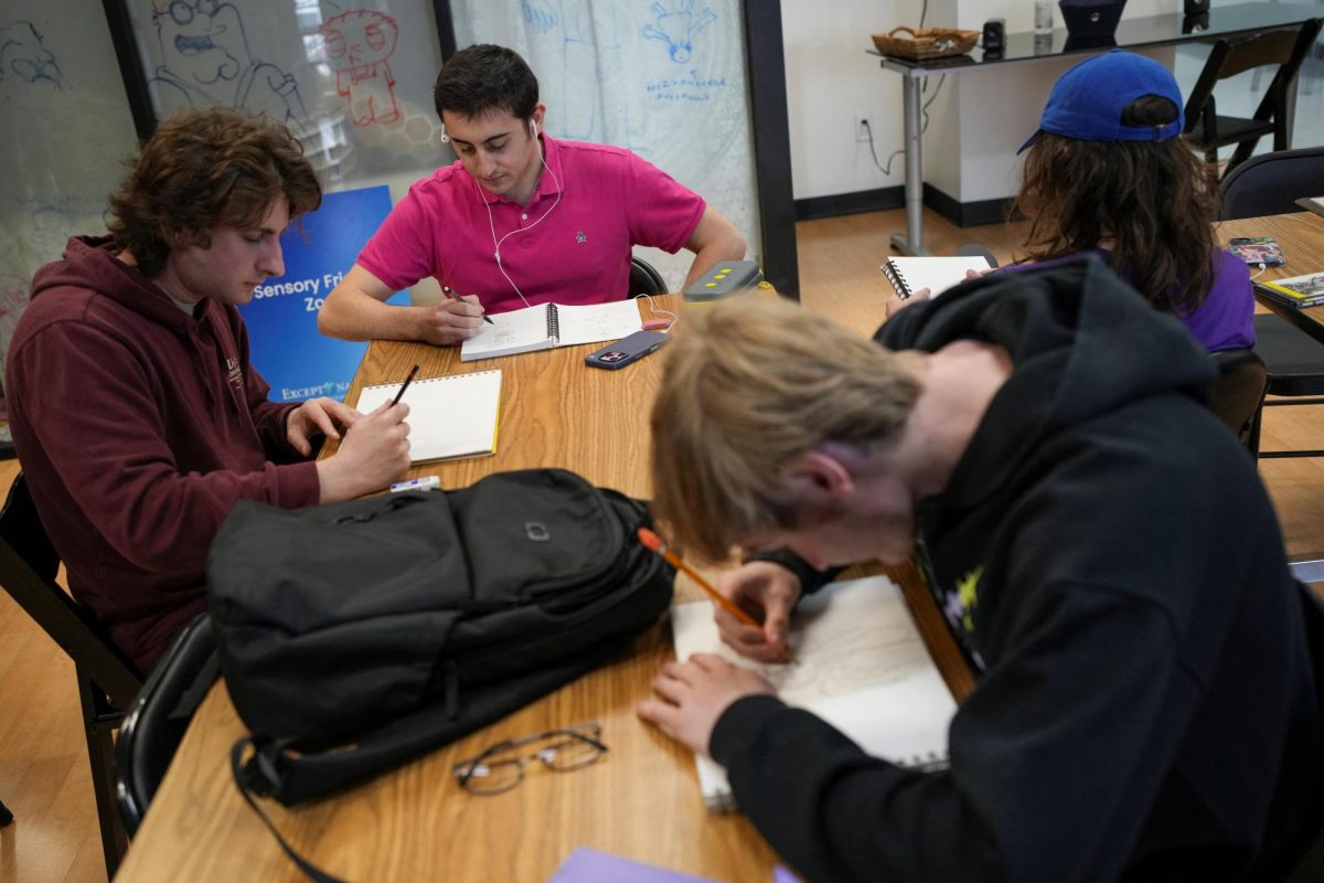 Students work in a sensory friendly zone at the Exceptional Minds Academy in Sherman Oaks, Los Angeles, California, U.S., January 28, 2026. REUTERS/Daniel Cole