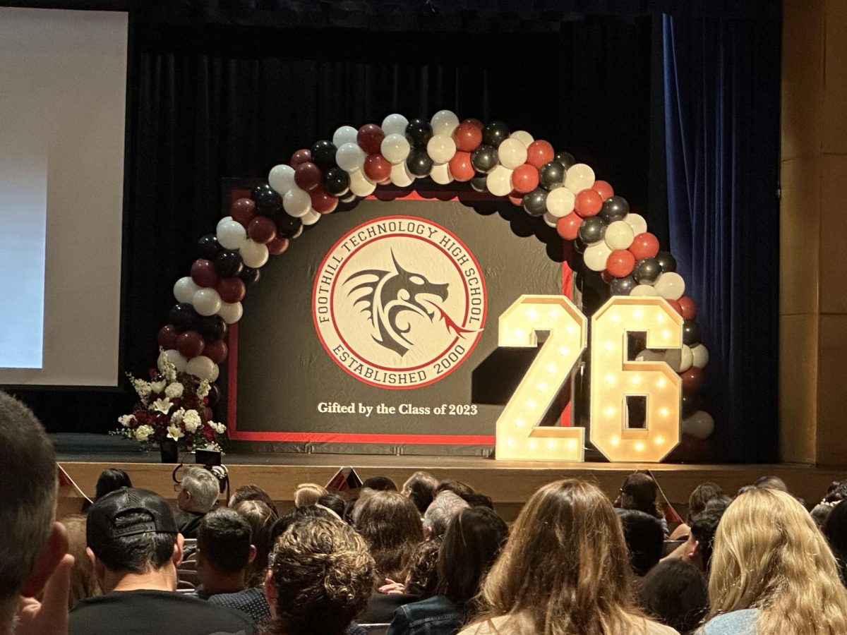 On the evening of May 26, Foothill Technology High School's (Foothill Tech) Class of 2026 gathered at the A.W. McConnell Auditorium of Buena High School for Senior Awards Night. The senior class was presented with a plethora of scholarships and honors, ranging from academic to athletic. Recipients walked the stage to be recognized for their achievements, with a backdrop set up for photos. As names were called one by one, applause filled the auditorium, celebrating the accomplishments of the Class of 2026.