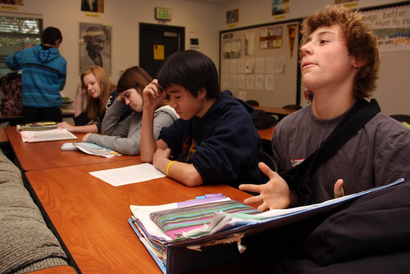 (From left) Freshmen Samantha Main, Sarah Cameron, Kazu Koba, and Jason Dowell will not be released from FIRE at the semester according to new rules. Credit: Aysen Tan/The Foothill Dragon Press.