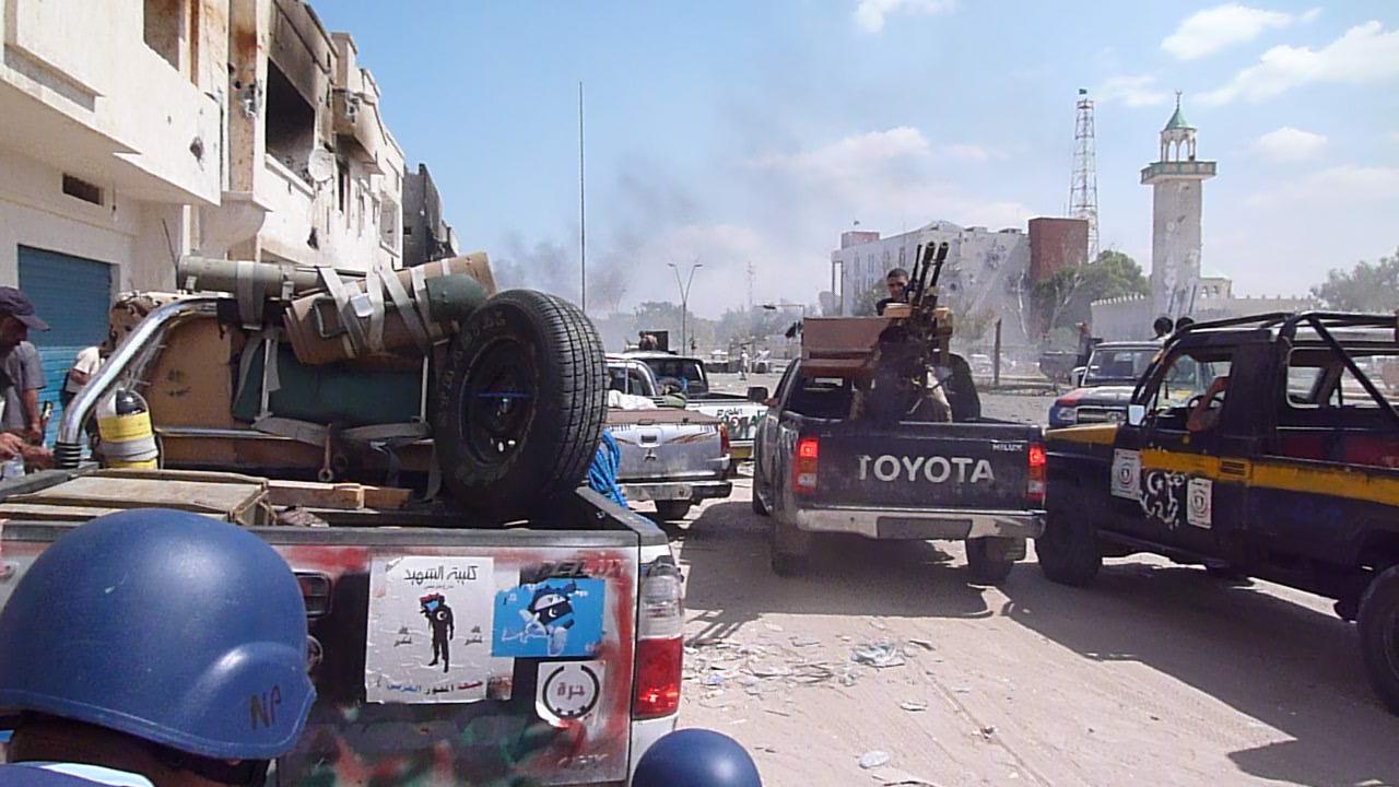 Clashes between revolutionary and Gaddafi forces in the city center of Sirte, Libya, took place in September. Photo by Zeina Khodr. Used with permission.