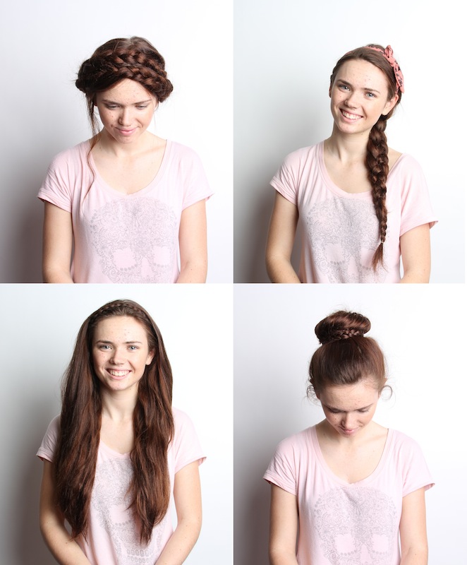 These are four easy, pretty, braided hairstyles that will only take five minutes on days when youre in a rush. Model: Senior Rachel Link. Credit: Lauren Pedersen & Felicia Perez/The Foothill Dragon Press