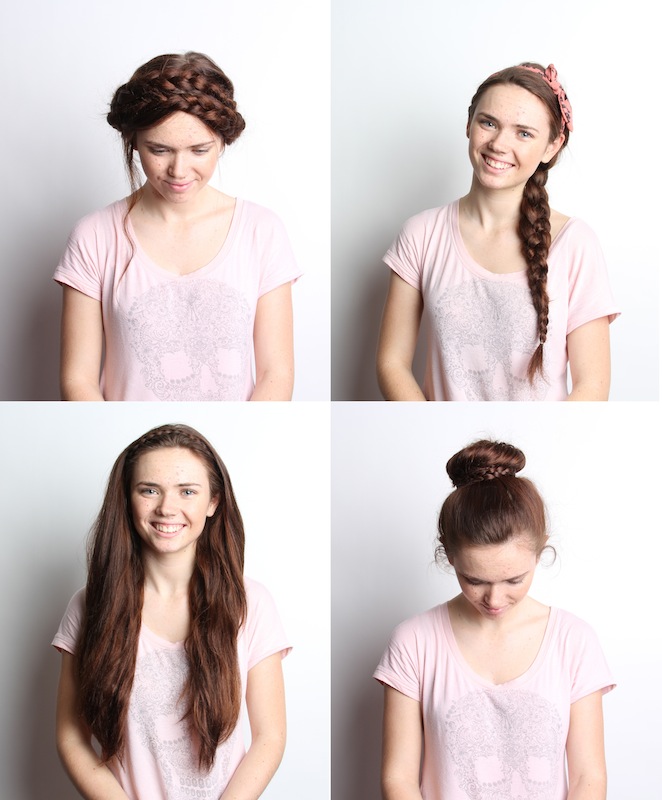 These are four easy, pretty, braided hairstyles that will only take five minutes on days when you're in a rush. Model: Senior Rachel Link. Credit: Lauren Pedersen &amp; Felicia Perez/The Foothill Dragon Press