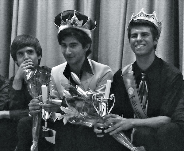 At the first Mr. Foothill Pageant, junior Oscar Pratt (center) was crowned as Mr. Foothill and junior Daven Gonzales (right) was honored with the Peoples Choice Award. Credit: Maya Morales/The Foothill Dragon Press.