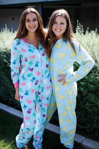 Sophomores Cassidy Bouchard and Shelly Boyd show their school spirit on Pajama Day. Credit: Bethany Fankhauser/The Foothill Dragon Press