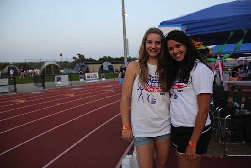 Sophomores Casey Collet (left) and Tara Yanez (right) participate in Relay for Life this past weekend. Credit: Felicia Perez/The Foothill Dragon Press