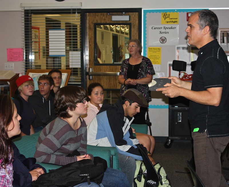 Seniors listen to industrial designer John Cook share information about his job. Credit: Bridget Parrino/The Foothill Dragon Press.