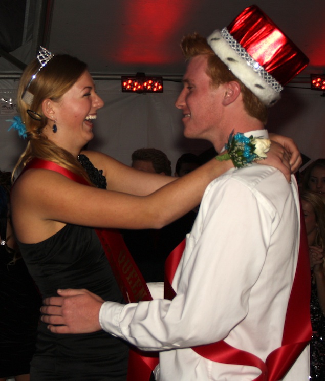 Seniors Rachel Alston and John Sheehy, this years Winter Formal king and queen, take to the dance floor. Credit: Felicia Perez/The Foothill Dragon Press.