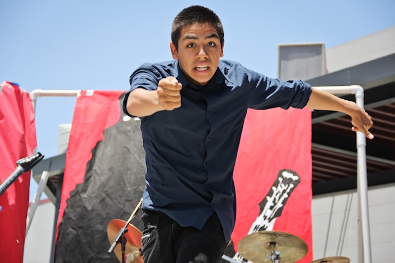 Junior David Hernandez dances at Air Guitar. Credit: Bethany Fankhauser/The Foothill Dragon Press