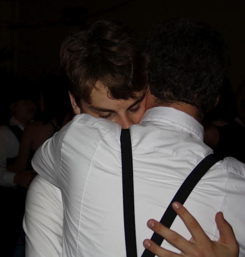 Seniors Matt Zinik (facing forward) and Evan Skora dance at the first Gay Prom, an event they helped organize for their Senior Hero Project. Credit: Rachel Crane/The Foothill Dragon Press