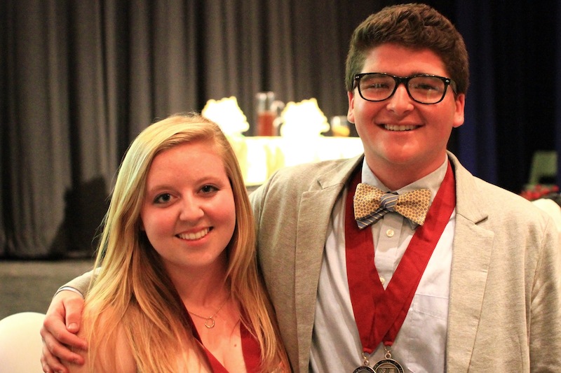 Seniors Hailey Abourezk-Pinkstone and Stephen Mariani won the awards of Best All Around Female and Best All Around Male, respectively. Credit: Aysen Tan/The Foothill Dragon Press