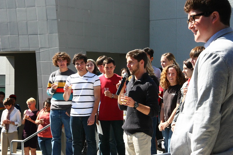 ASB President Andre Sehati gives a toast to the senior class at Wednesdays Finish Strong rally. Credit: Natalie Smith/The Foothill Dragon Press