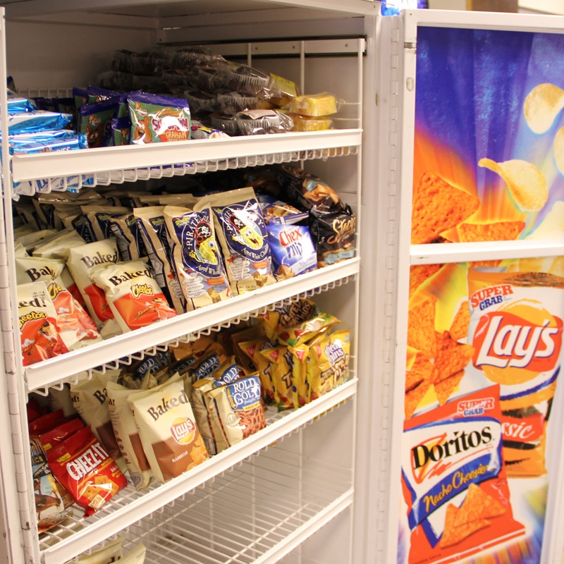 The school cafeteria is one of the places on campus where products made by corporations are advertised and available for sale. Credit: Aysen Tan/The Foothill Dragon Press