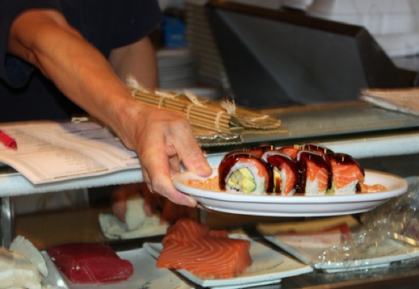 A dish from local restaurant, I Love Sushi, is served to customers. Credit: Rachel Crane/The Foothill Dragon Press.